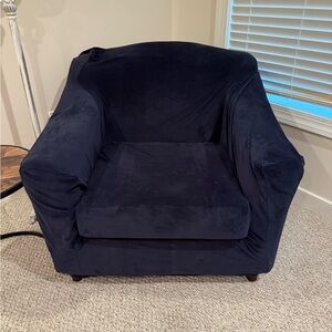 Dark Blue Slip Cover for Armchair